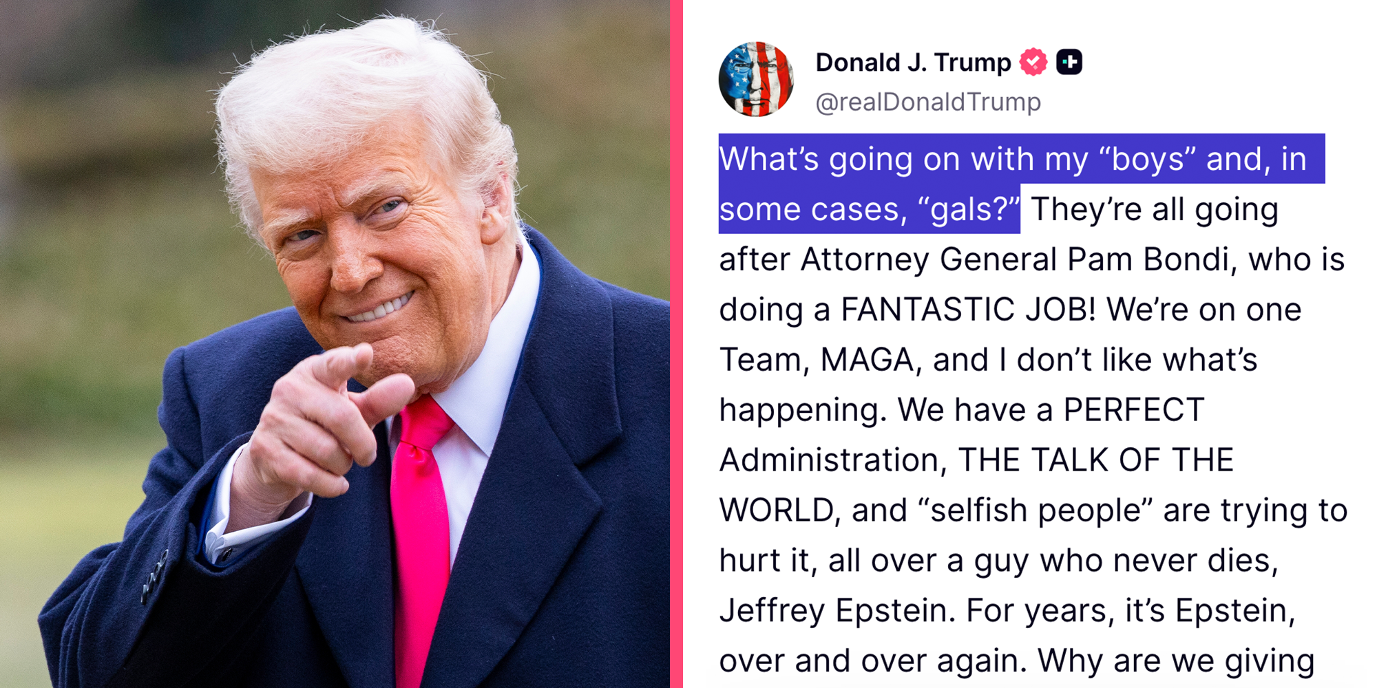 donald trump in some cases gals truth social tweet