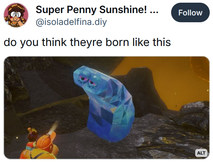 Bluesky post reading 'do you think theyre born like this' with a screenshot from Donkey Kong Bananza.