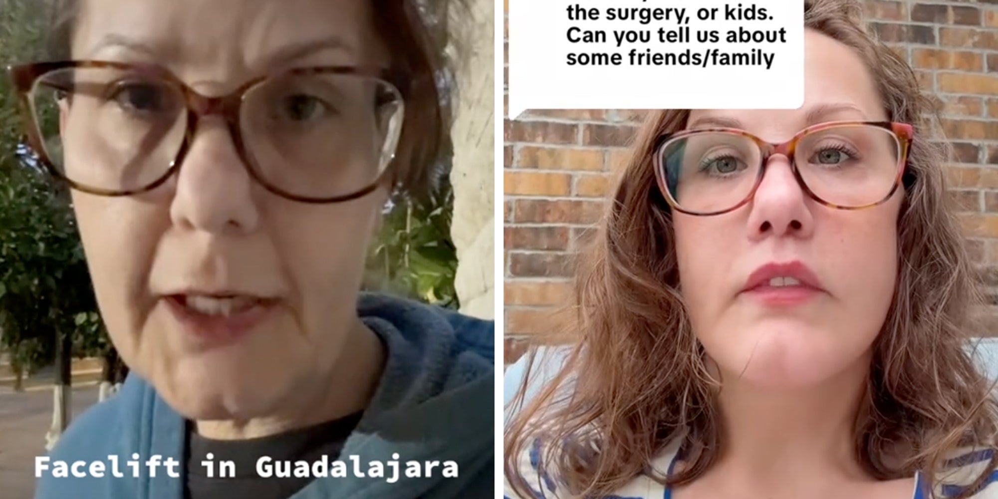 Left: Guadalajara facelift lady Michelle Wood before her operation Right: Guadalajara facelift lady Michelle Wood after her operation explaining her childrens&#039; response
