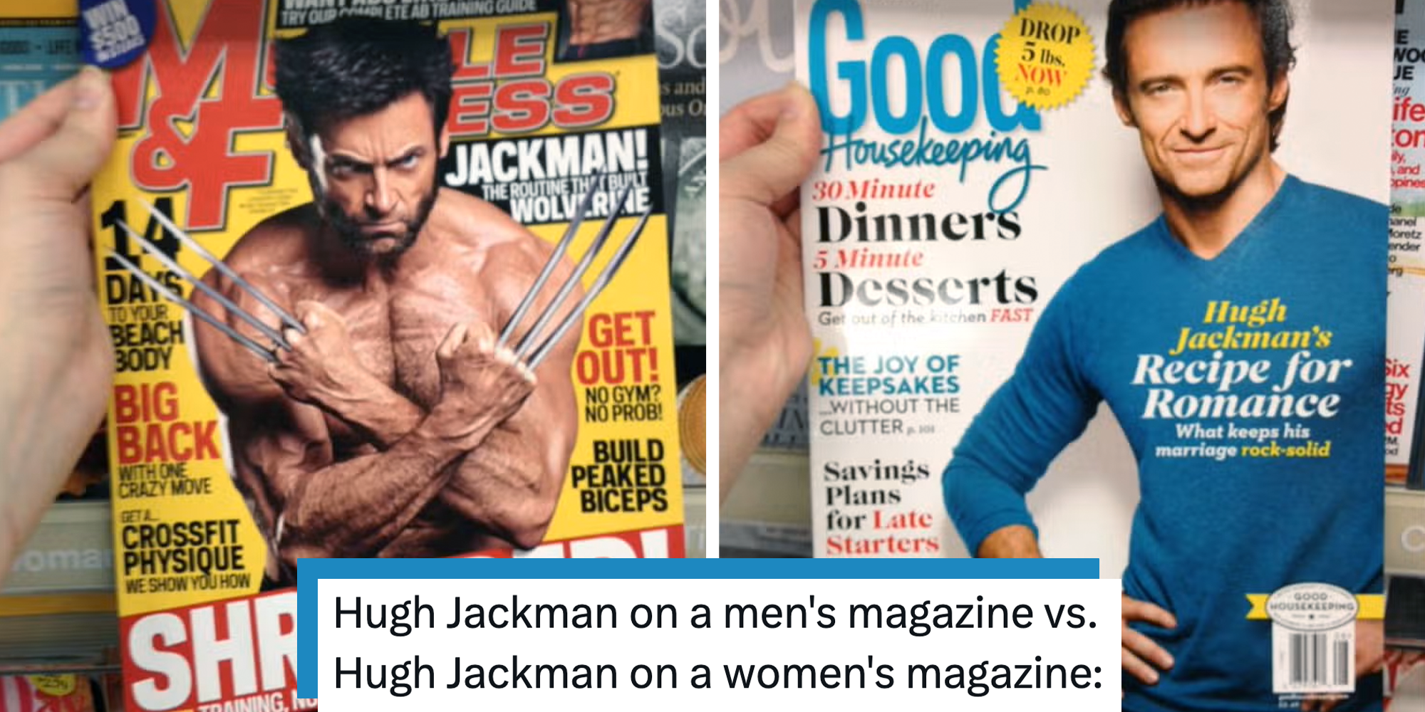 male gaze vs female gaze hugh jackman magazine example
