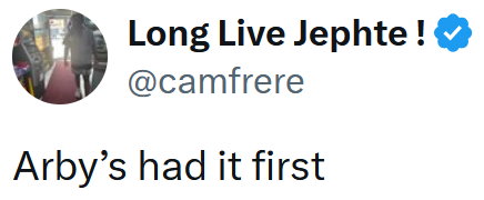 Tweet reading 'Arby's had it first'