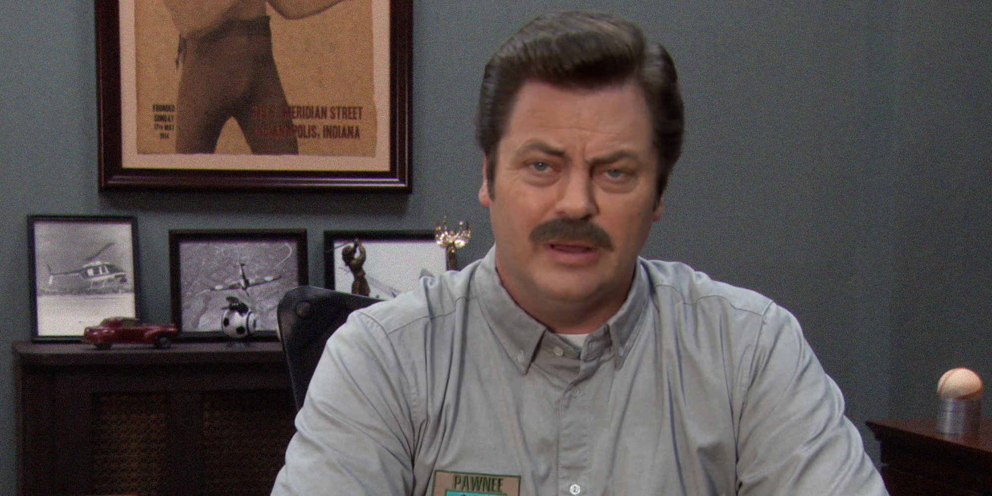 nick offerman as ron swanson in parks and recreation