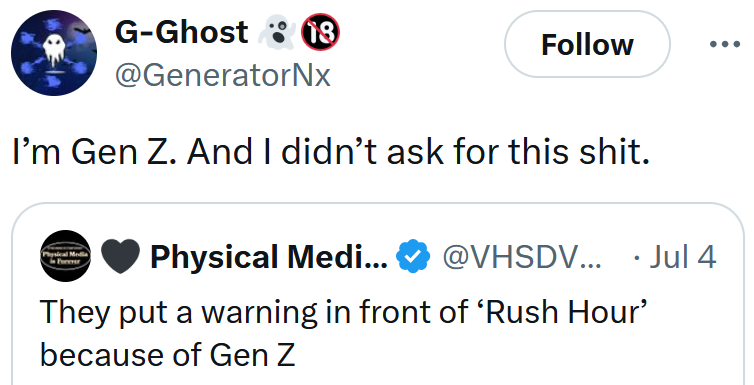 Tweet reading 'I’m Gen Z. And I didn’t ask for this shit.'