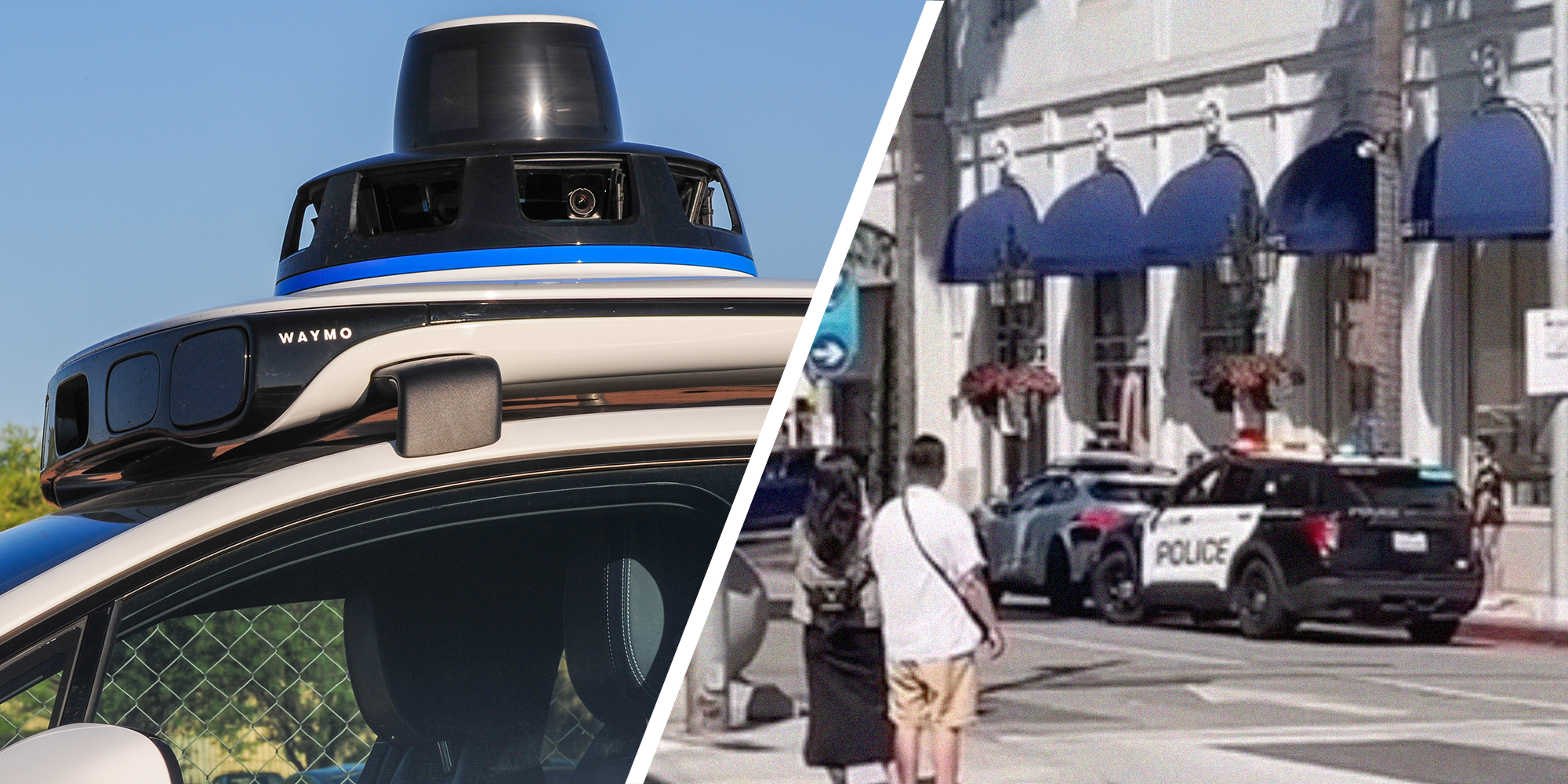 waymo pulled over by cop no one is in the front seat