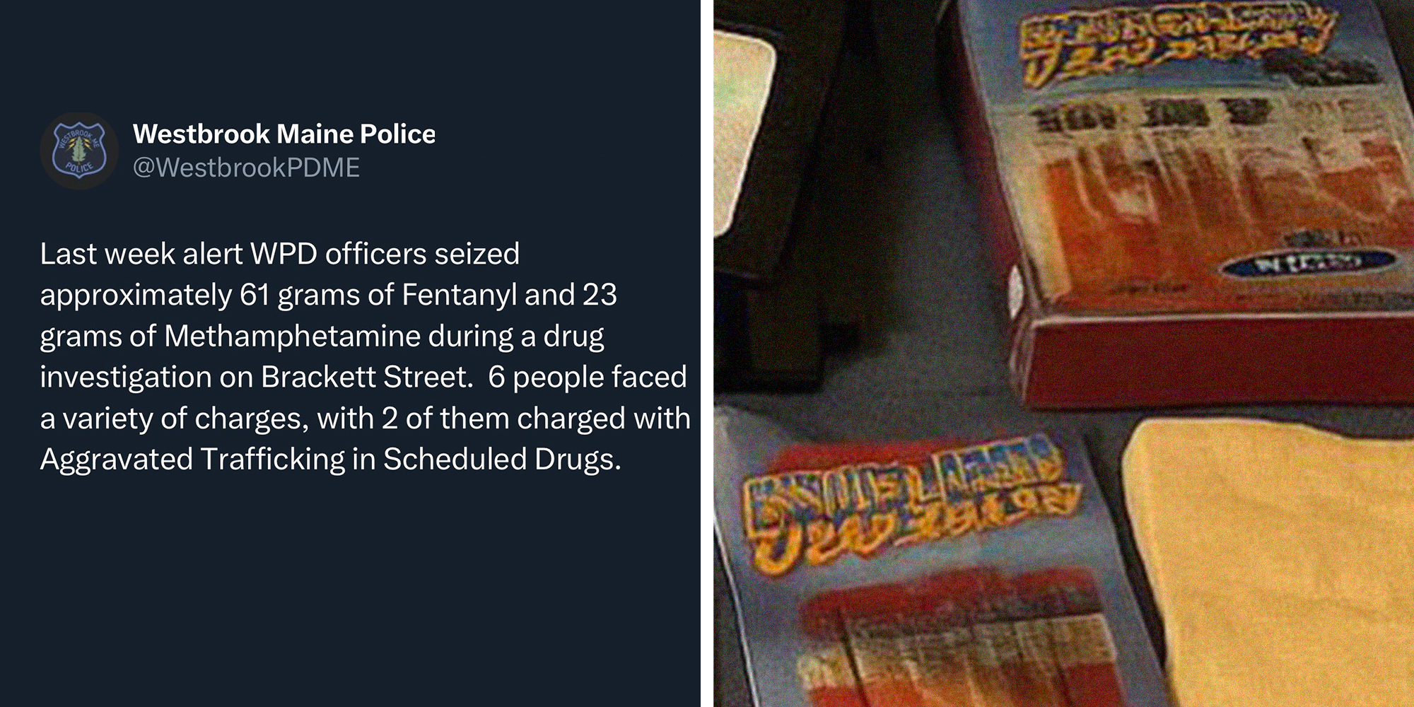 hoto of Westbrook Maine Police Department AI images of drugs