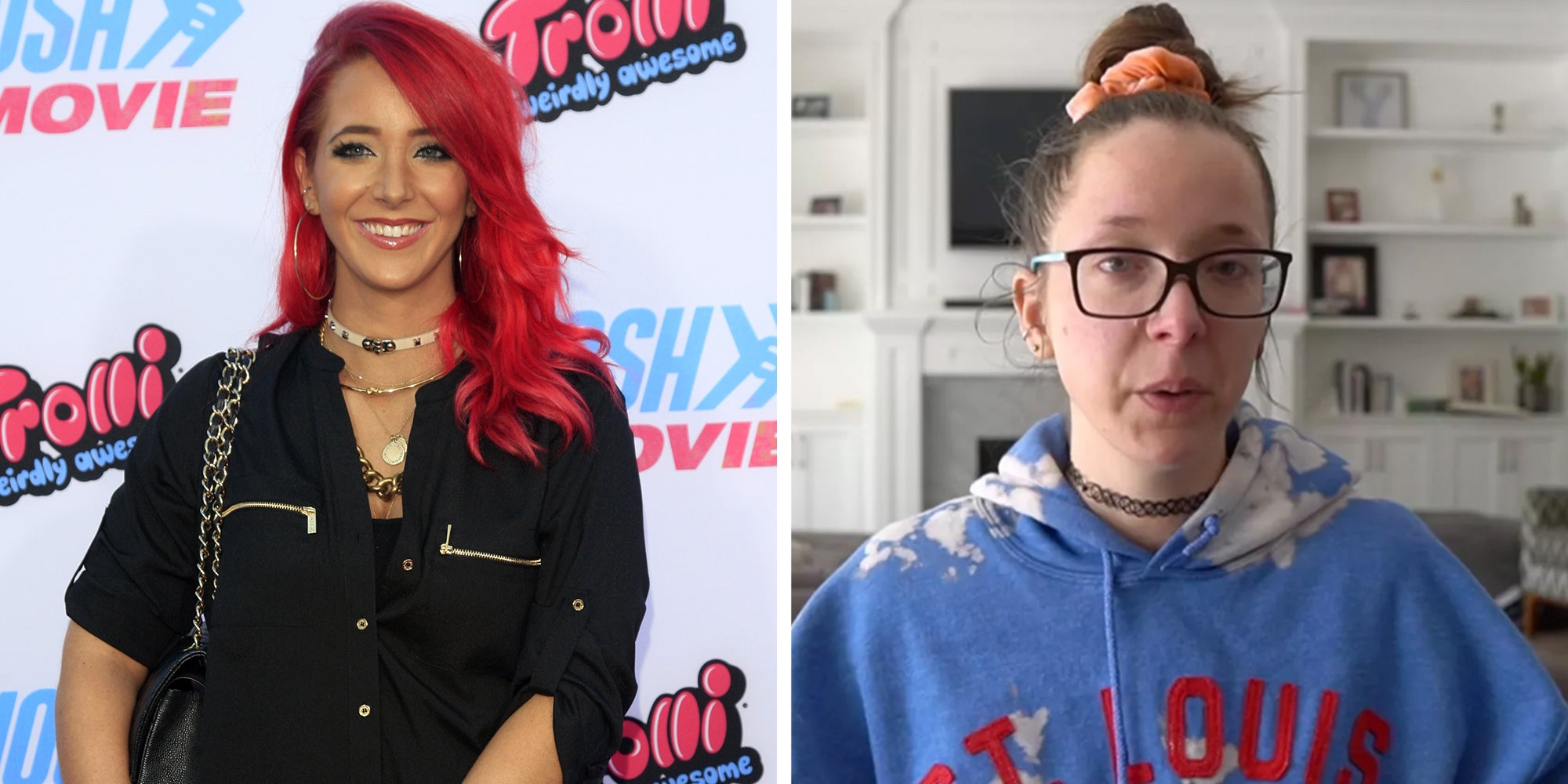 Left: YouTuber Jenna Marbles at the 'SMOSH: THE MOVIE' Premiere at the Village Theater on July 22, 2015. Right: Jenna Marbles final YouTube video screenshot