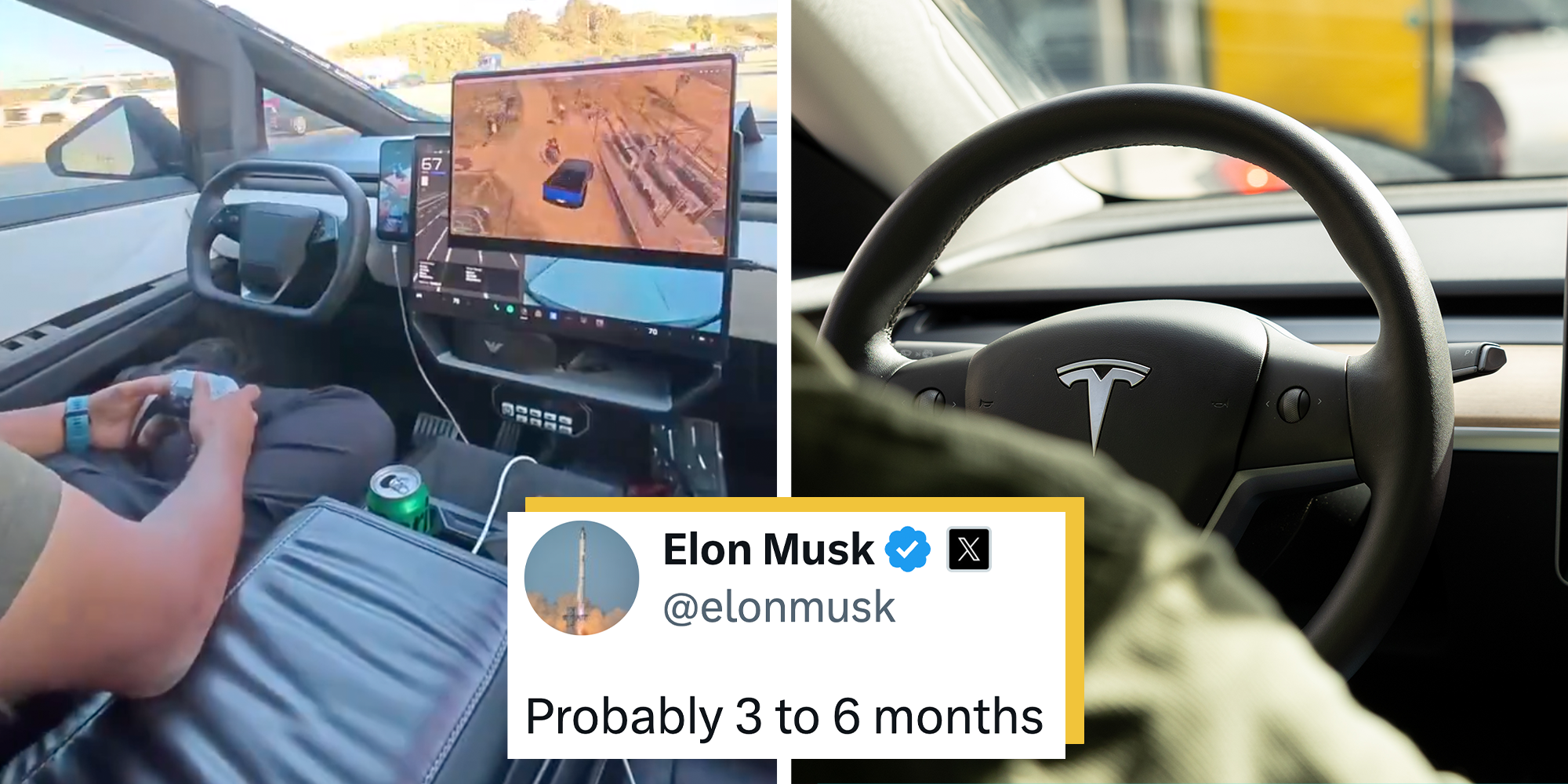 elon musk video games in tesla self driving mode