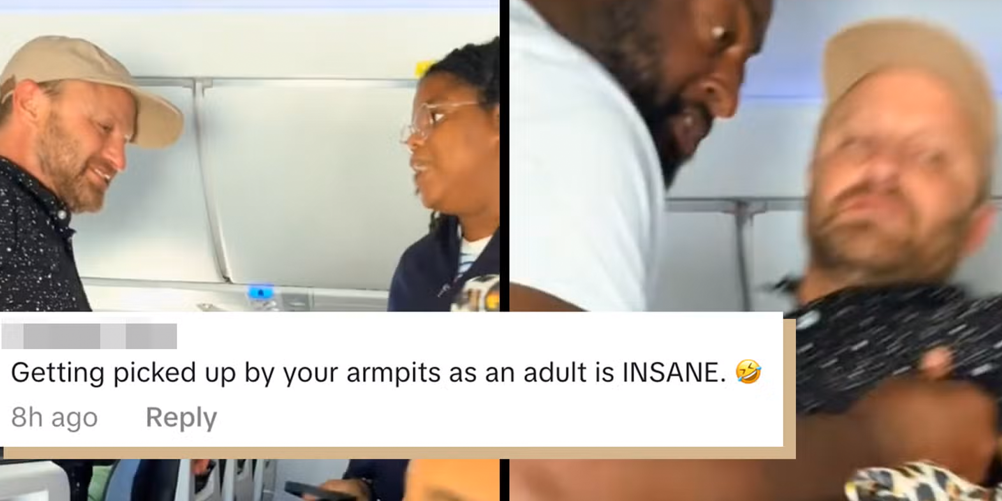 plane passenger picked up like a baby