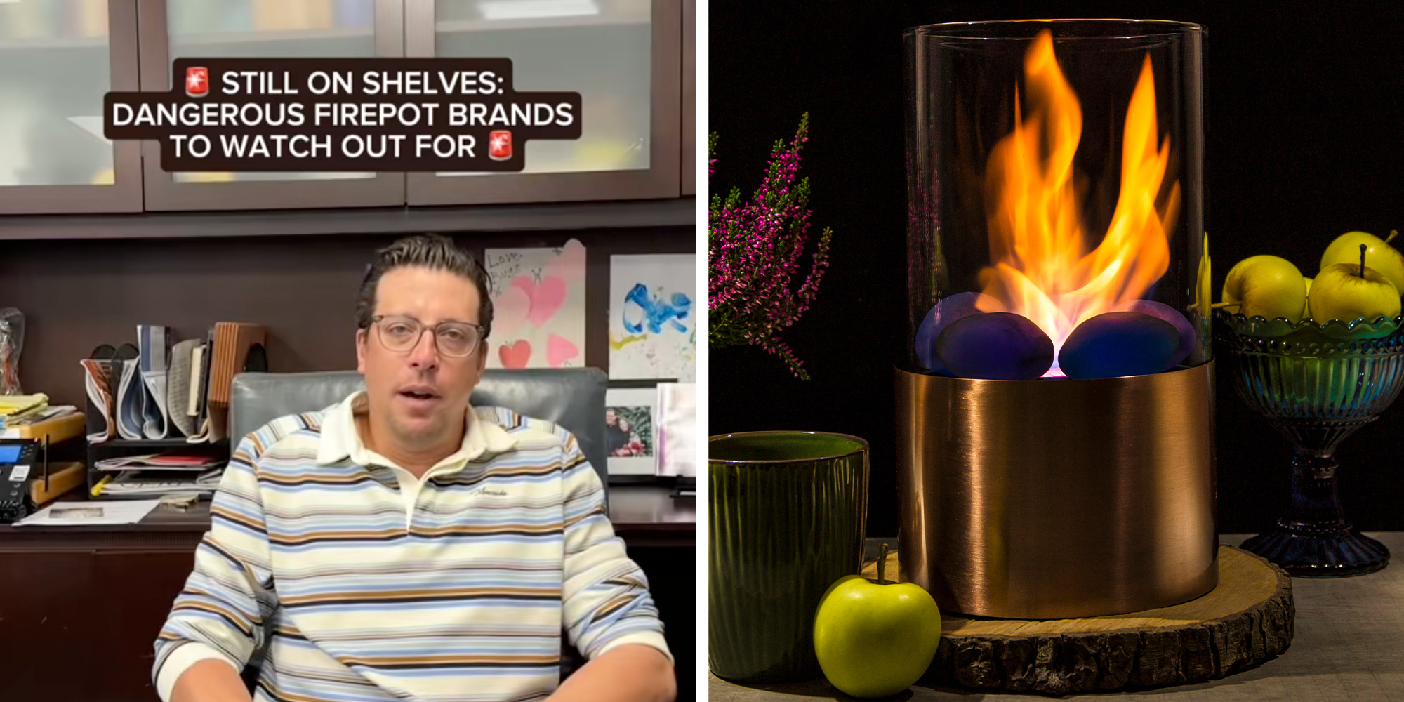 portable at home fireplace warning