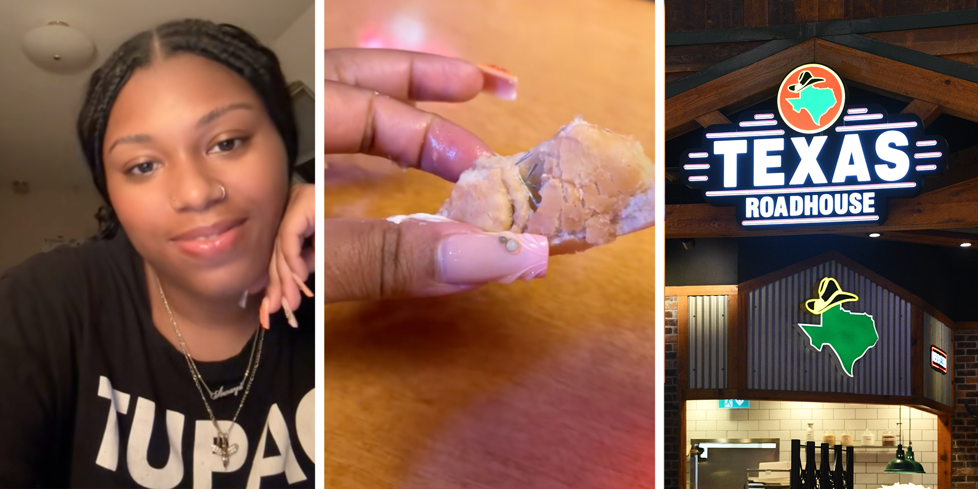 texas roadhouse roll with staples in it