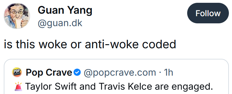 Bluesky post reading 'is this woke or anti-woke coded'