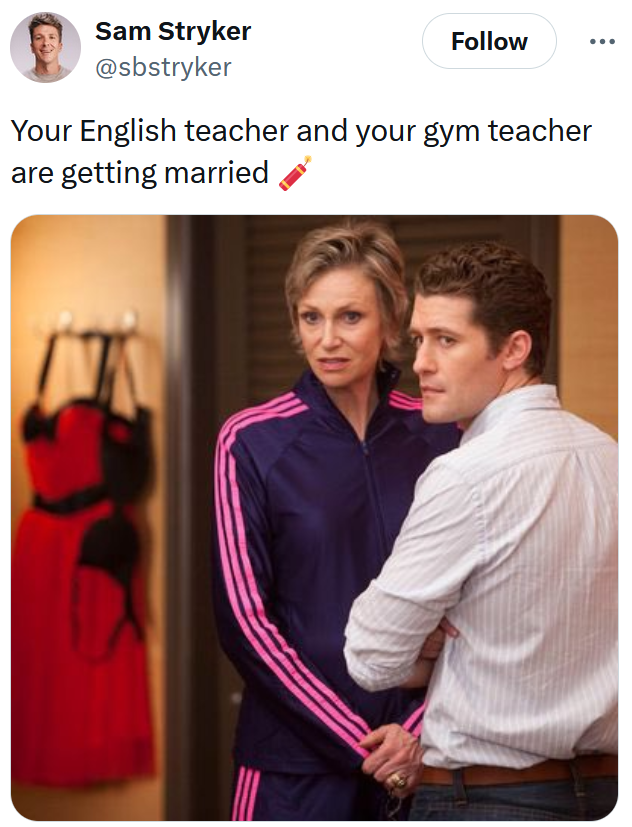 Taylor Swift and Travis Kelce engagement meme with two characters standing next to each other.