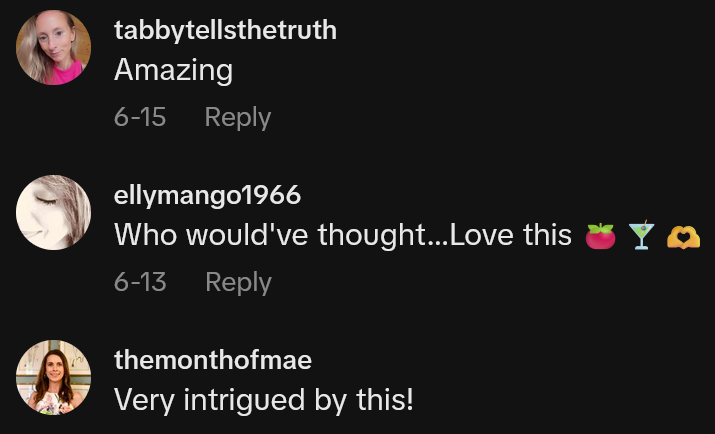 TikTok comments including one reading 'Who would've thought...Love this'