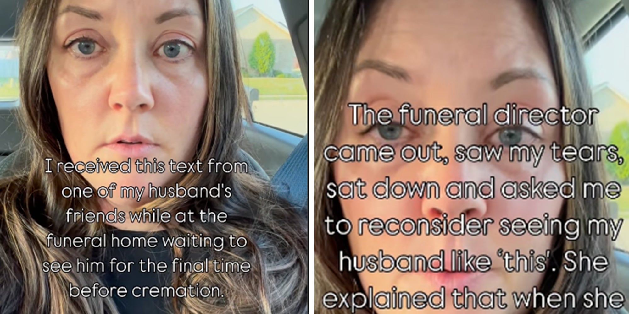 Woman sitting in the front seat of her car speaking into the camera