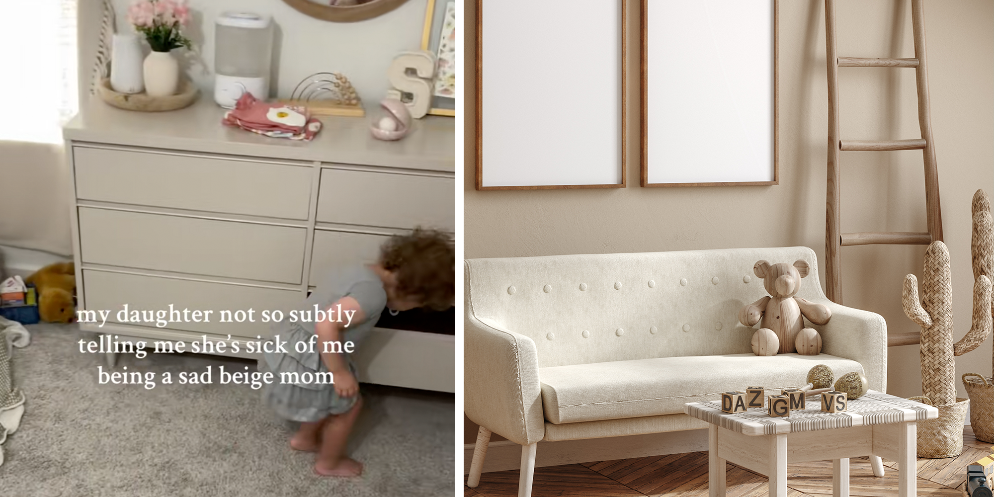 sad beige moms kid wants color