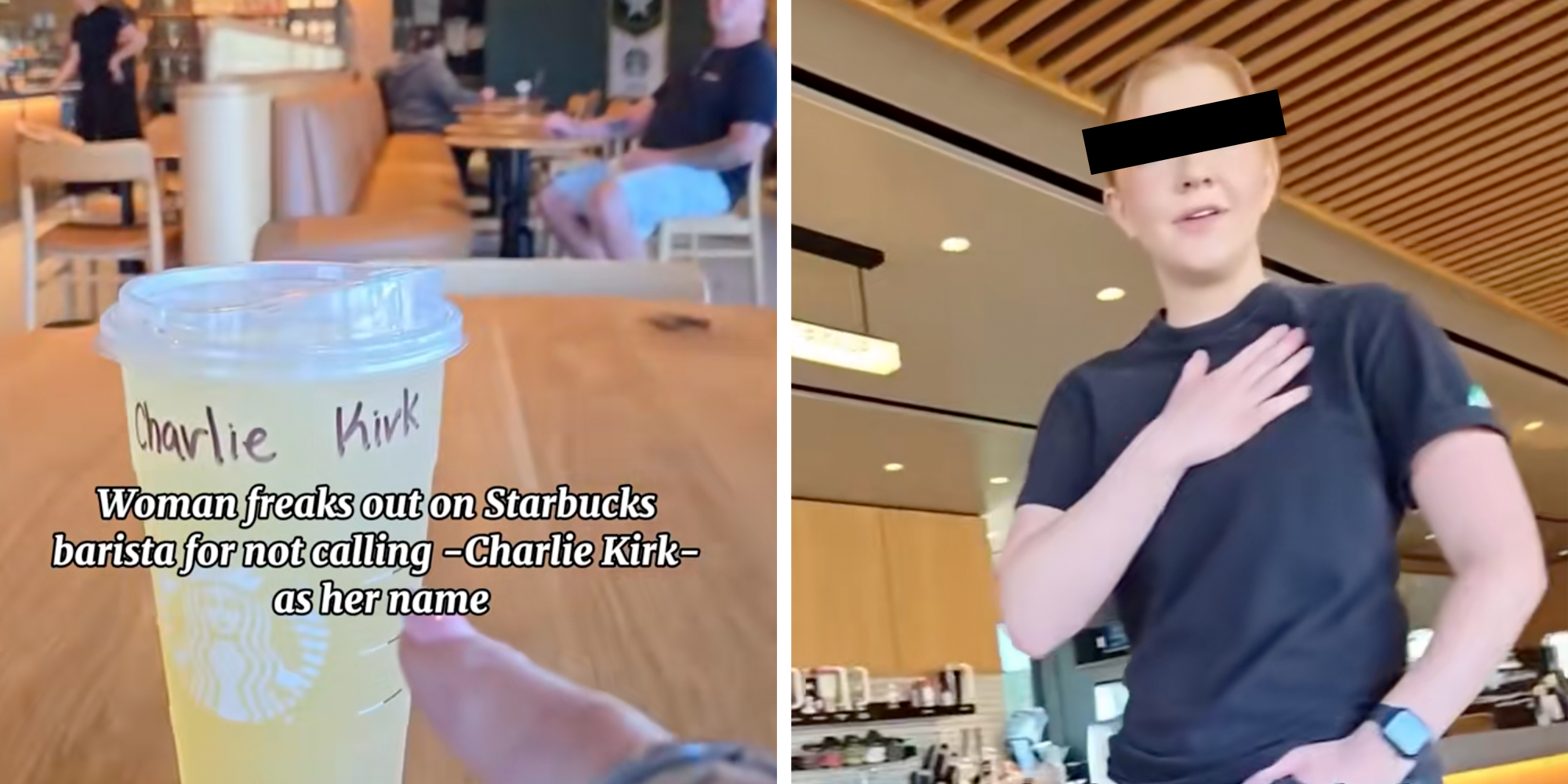 starbucks customer yells at barista for not calling out charlie kirk