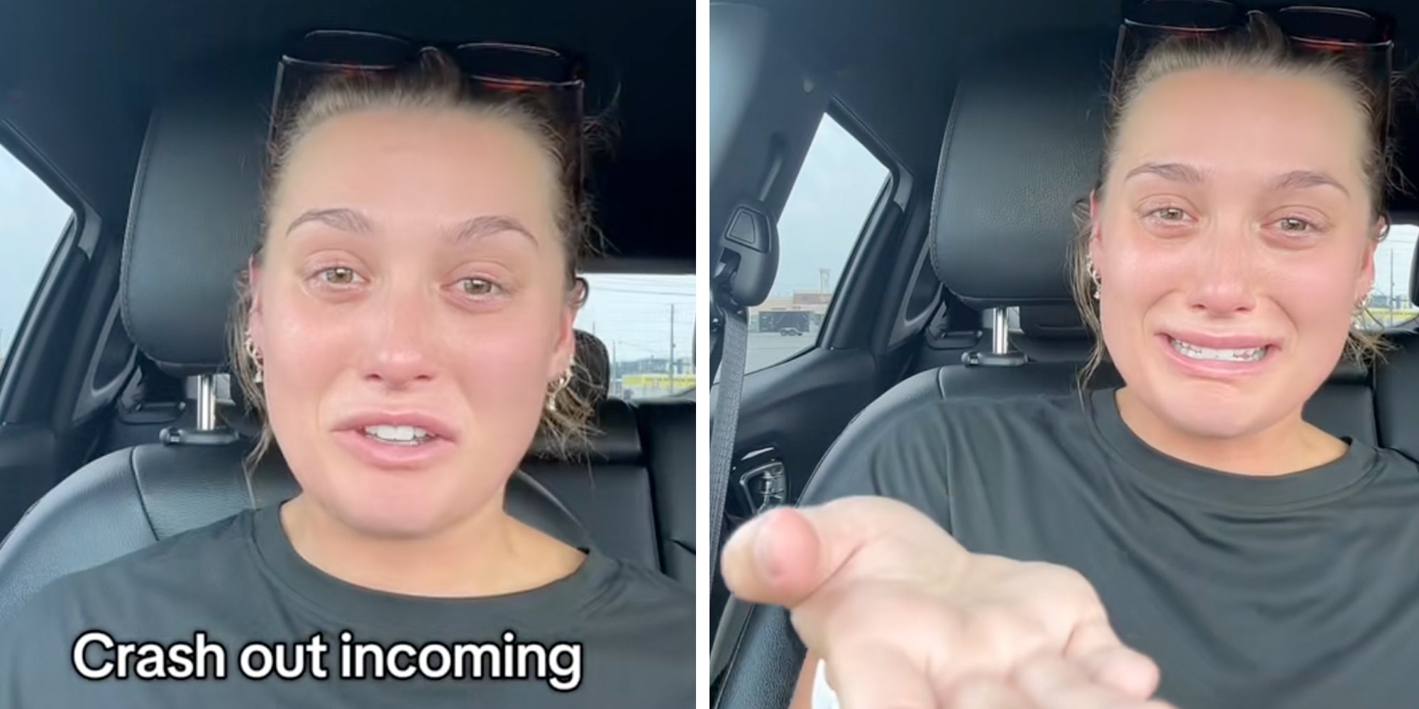 Woman crying looking into camera about her student loans