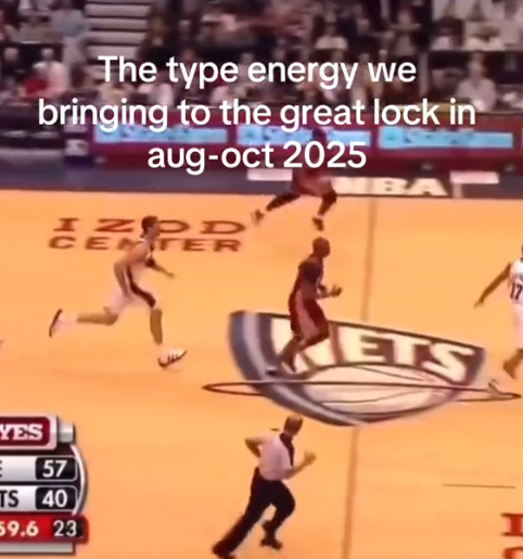TikTok video with basketball footage with a caption reading 'The type energy we bringing to the great lock in aug-oct 2025'