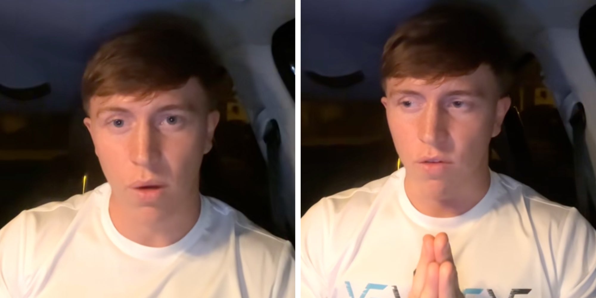 TikTok creator Alex Nolan sitting in his car speaking to the camera.