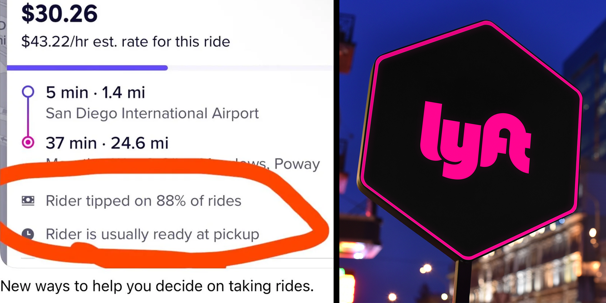 lyft drivers can see if you tip or not