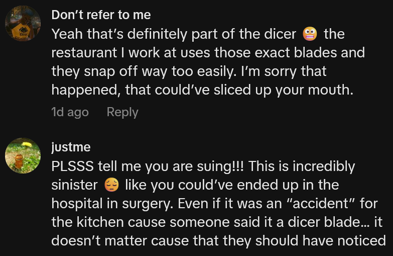 TikTok comments including one reading '