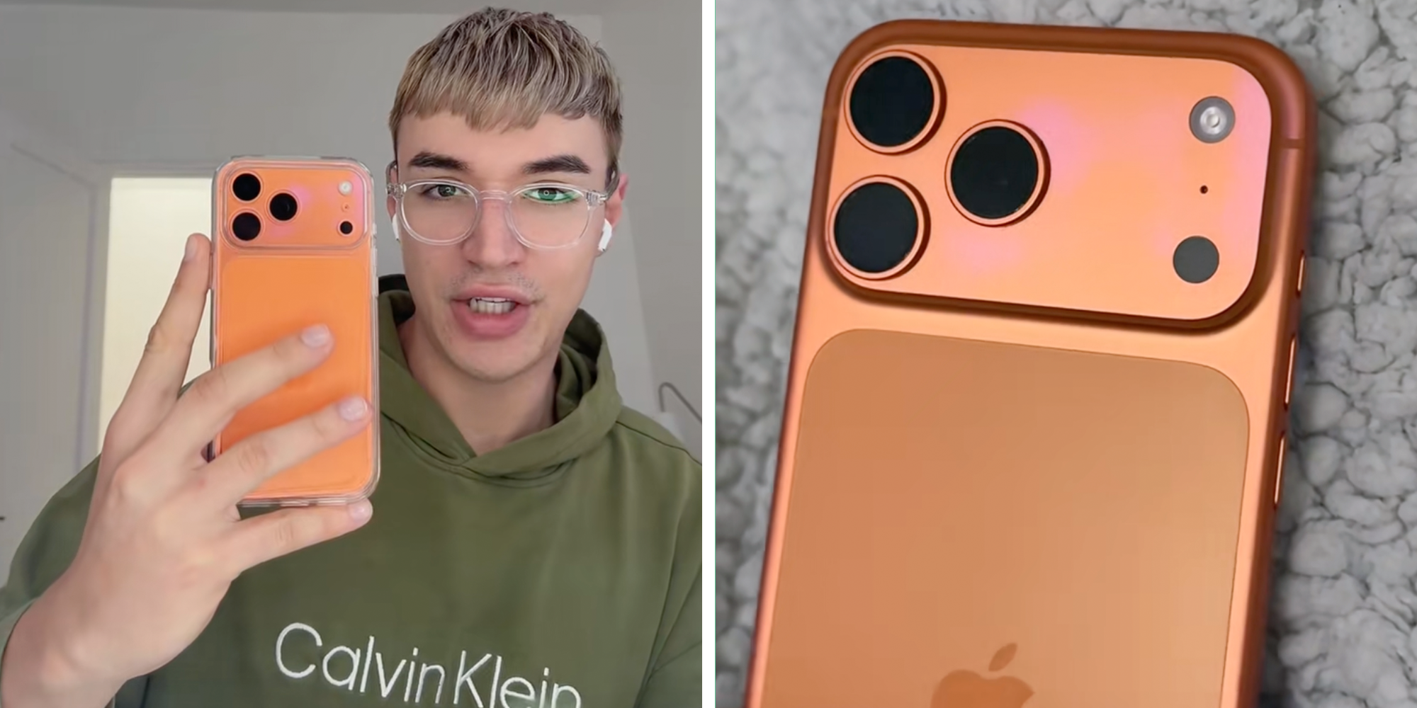 orange iphones 17 pink streaks