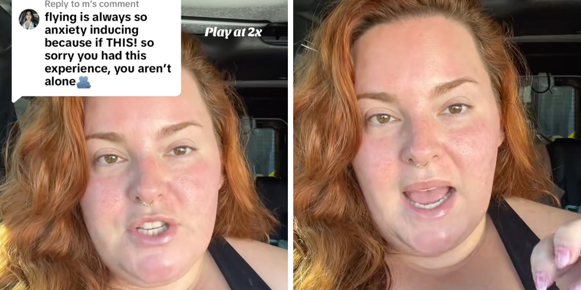 Model Tess Holliday sitting in her car speaking into the camera with her hair down.