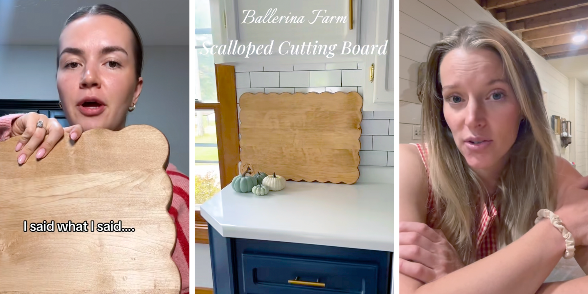 ballerina farm scalloped cutting board controversy heather neeleman