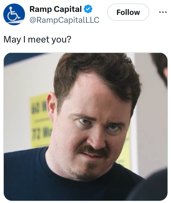 'May I meet you' meme with an image of a man making a creepy face.