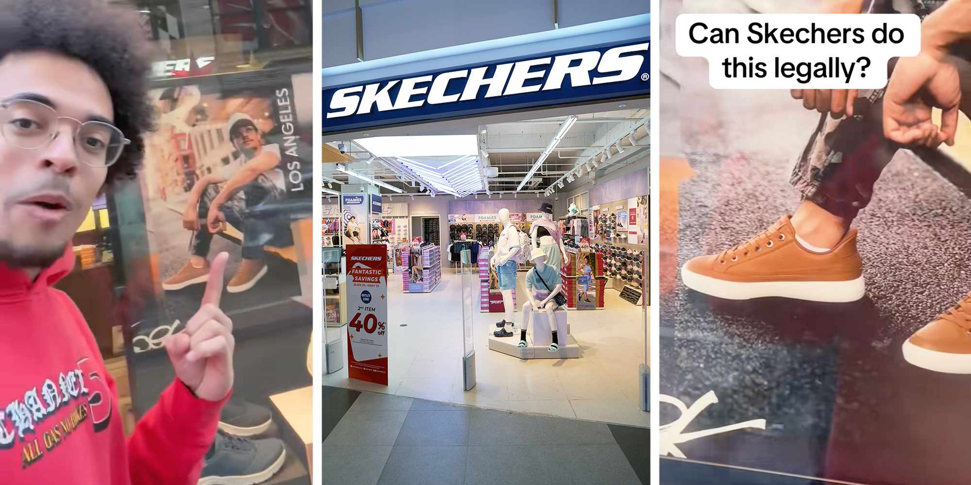 customer notices himself wearing sketchers ai shoes in store window