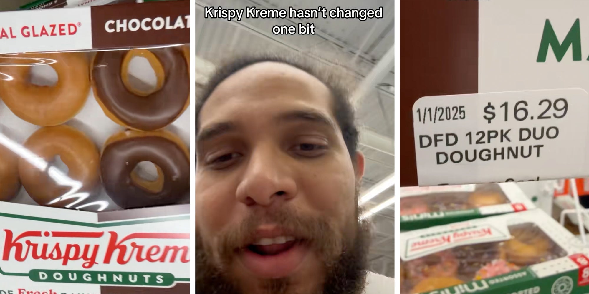 Krispy Kreme donuts in a Walmart with a best buy date reading '1/1/2025.'