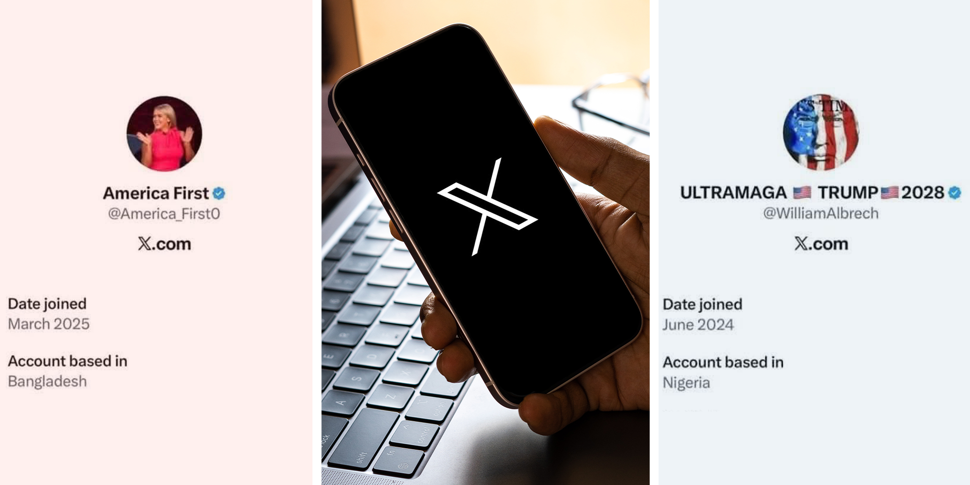 x turns on user location most ironic maga accounts no based in usa