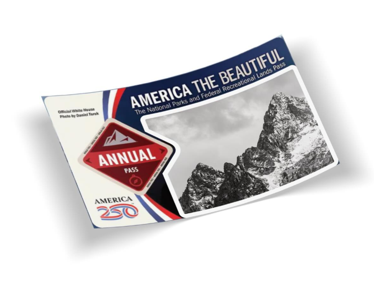 Sample mockup of the America the Beautiful pass with a sticker to cover Trump's portrait.