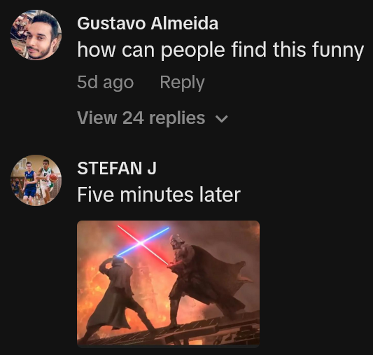 TikTok comments including one reading 'how can people find this funny'