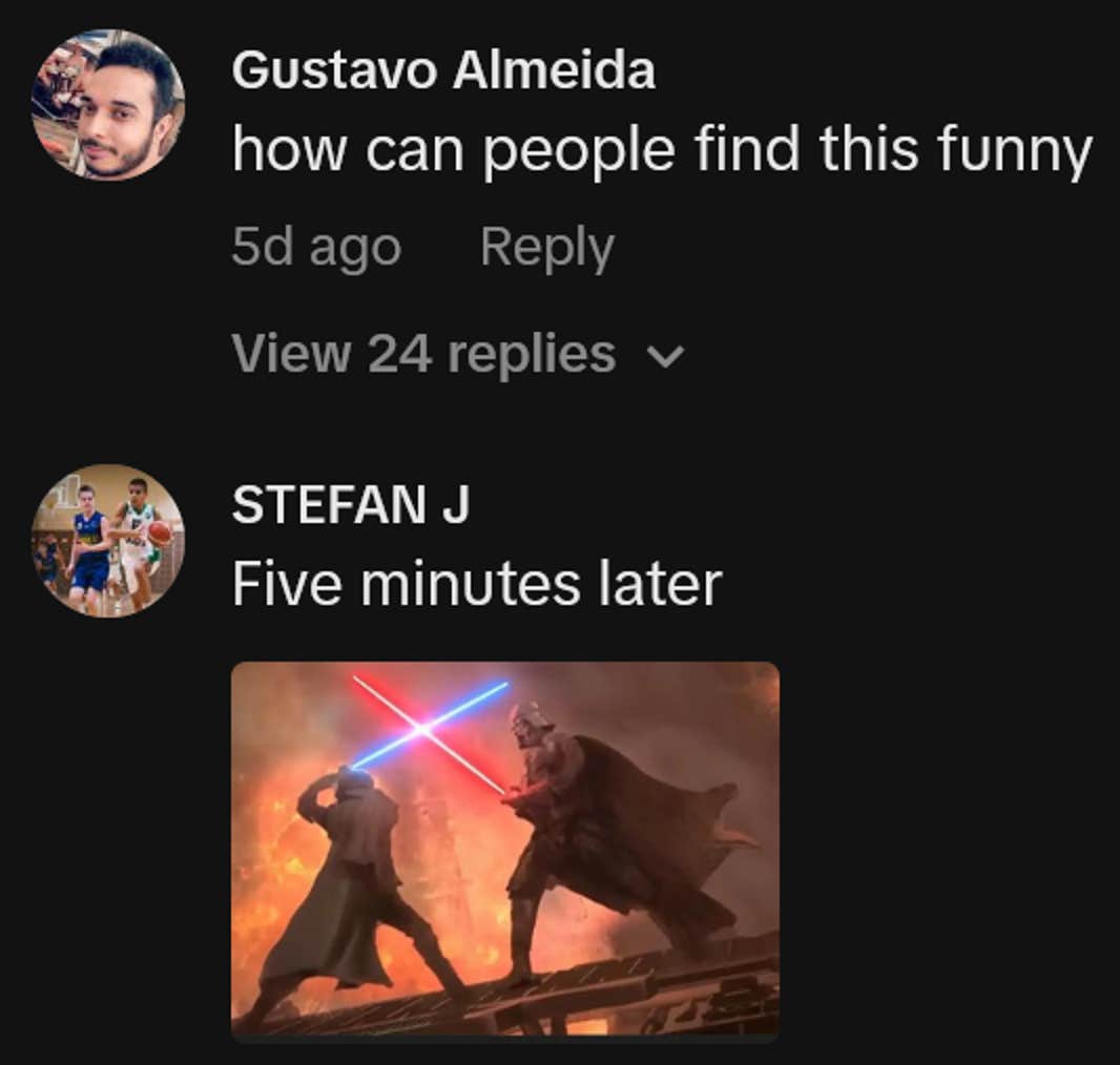 Comentários do TikTok, incluindo uma leitura ‘como as pessoas podem achar isso engraçado’