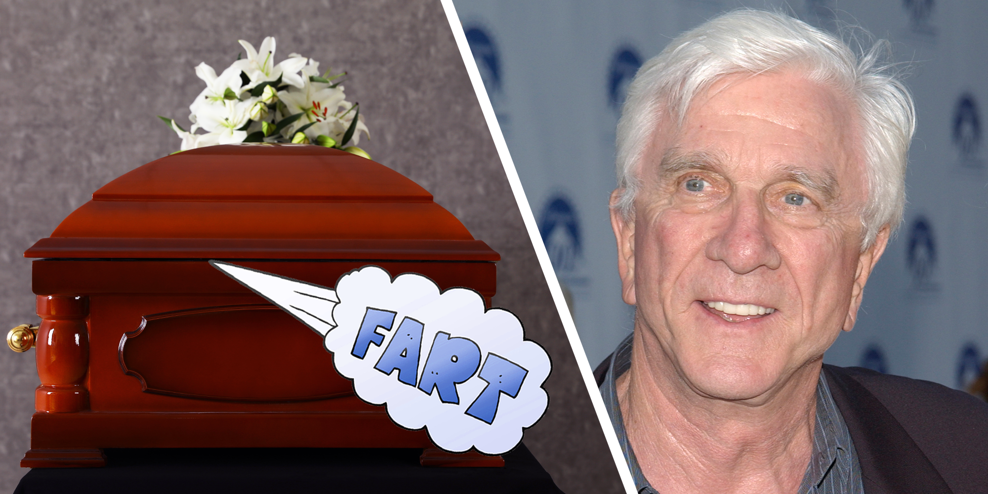 leslie neilsen fart noise machine in casket