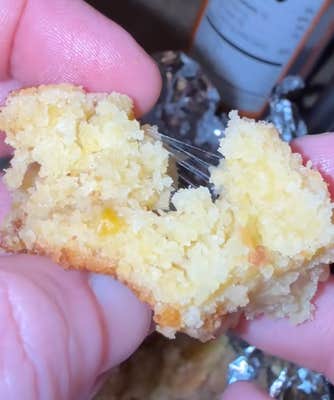 @thewandlesswitch/TikTok cornbread with sticky string indicative of rope spoilage