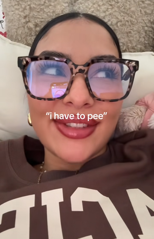 'Come on Superman, say your stupid line' TikTok trend video with a woman saying 'i have to pee.'