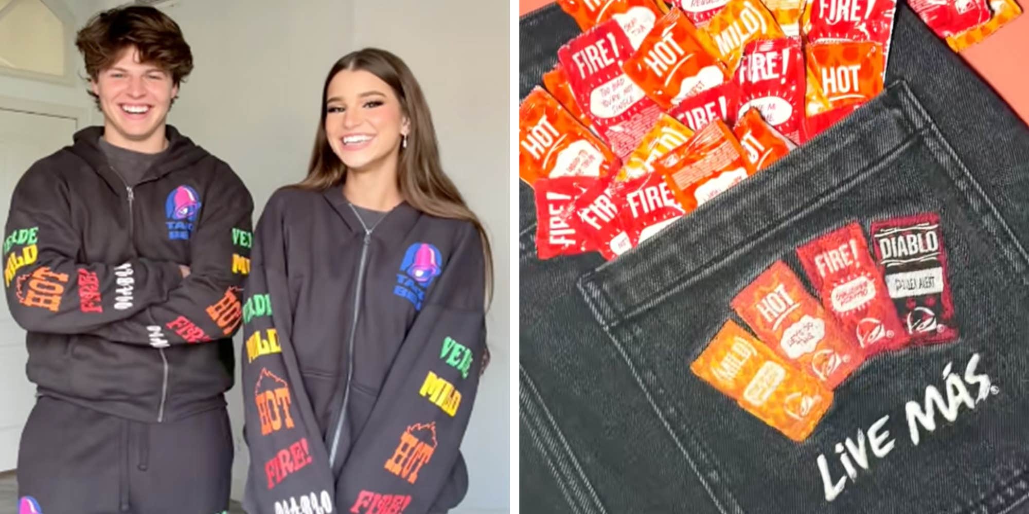 The Taco Bell x Hollister collab is here and fans are showing off their “Live Más” fits