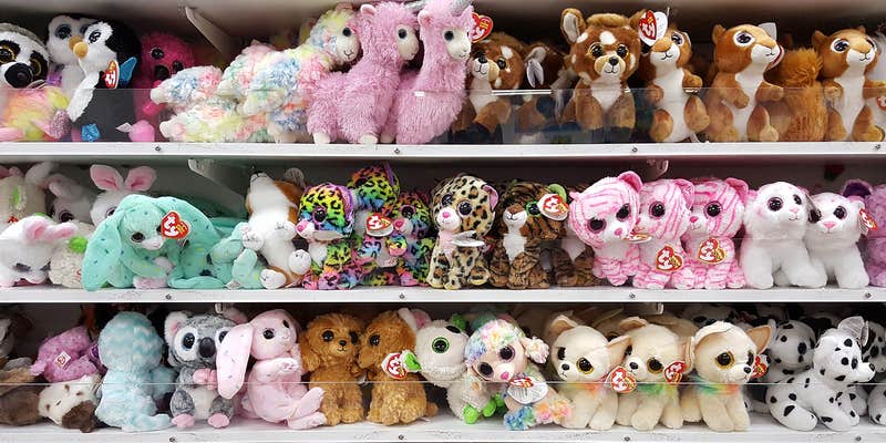 ty stuffed animals on a store shelf
