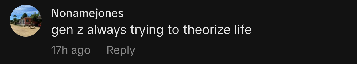 “gen z always trying to theorize life.”