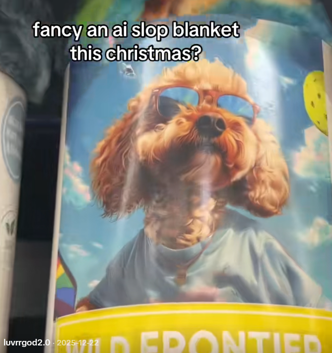 TikTok video showing an alleged 'AI slop blanket.'