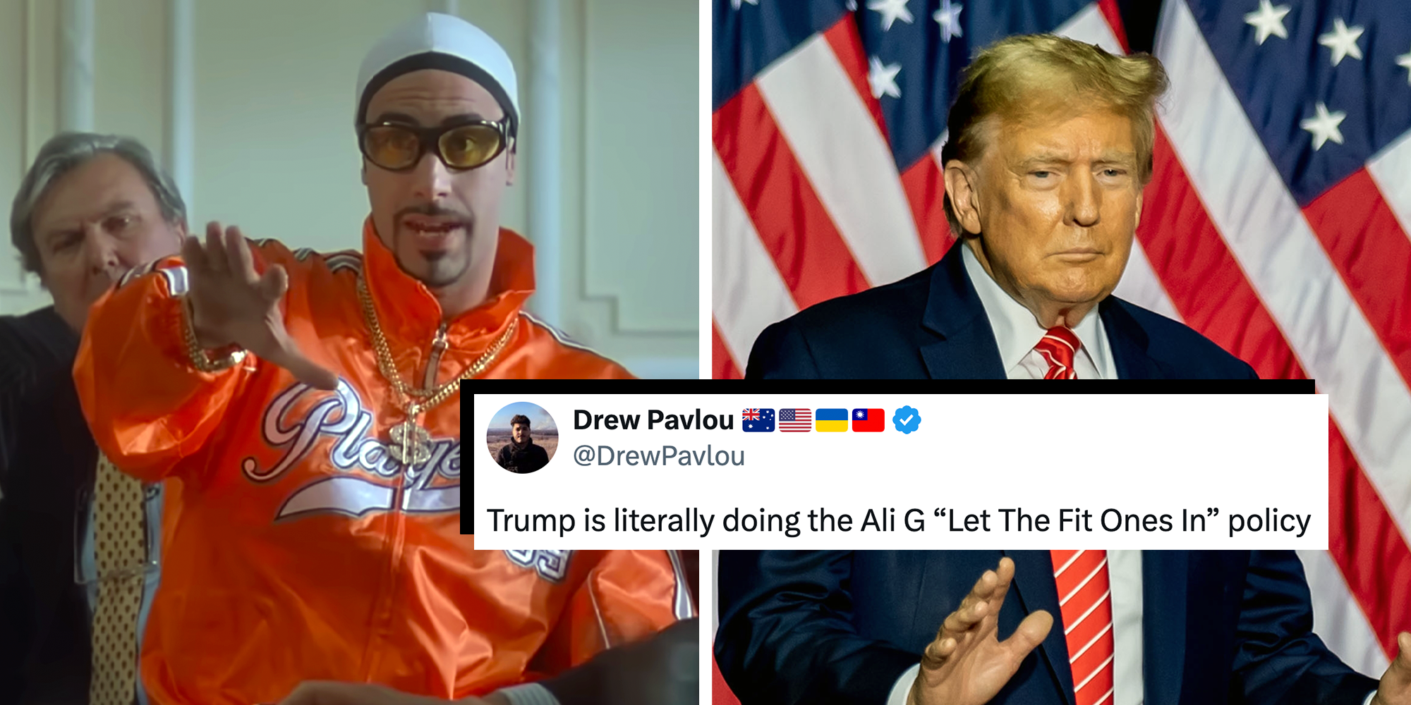 ali g let the fit ones in next to donald trump