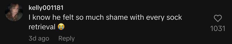 “I know he felt so much shame with every sock retrieval 😭”