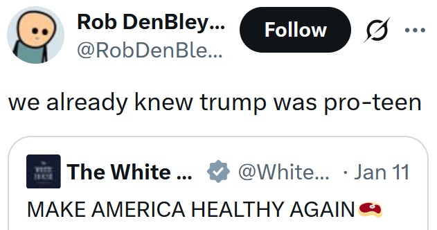 Tweet reading 'we already knew trump was pro-teen'