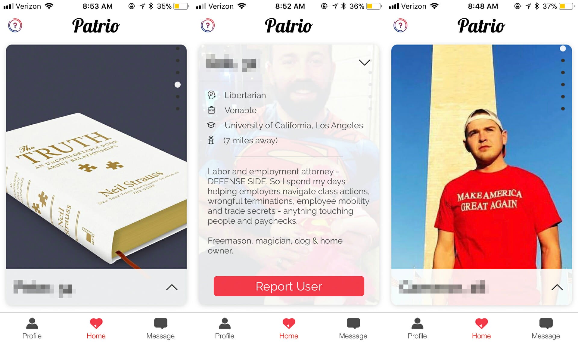 Patrio dating app profiles