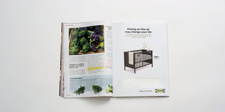 A new pregnancy ad from IKEA asks customers to pee on the advertisement.