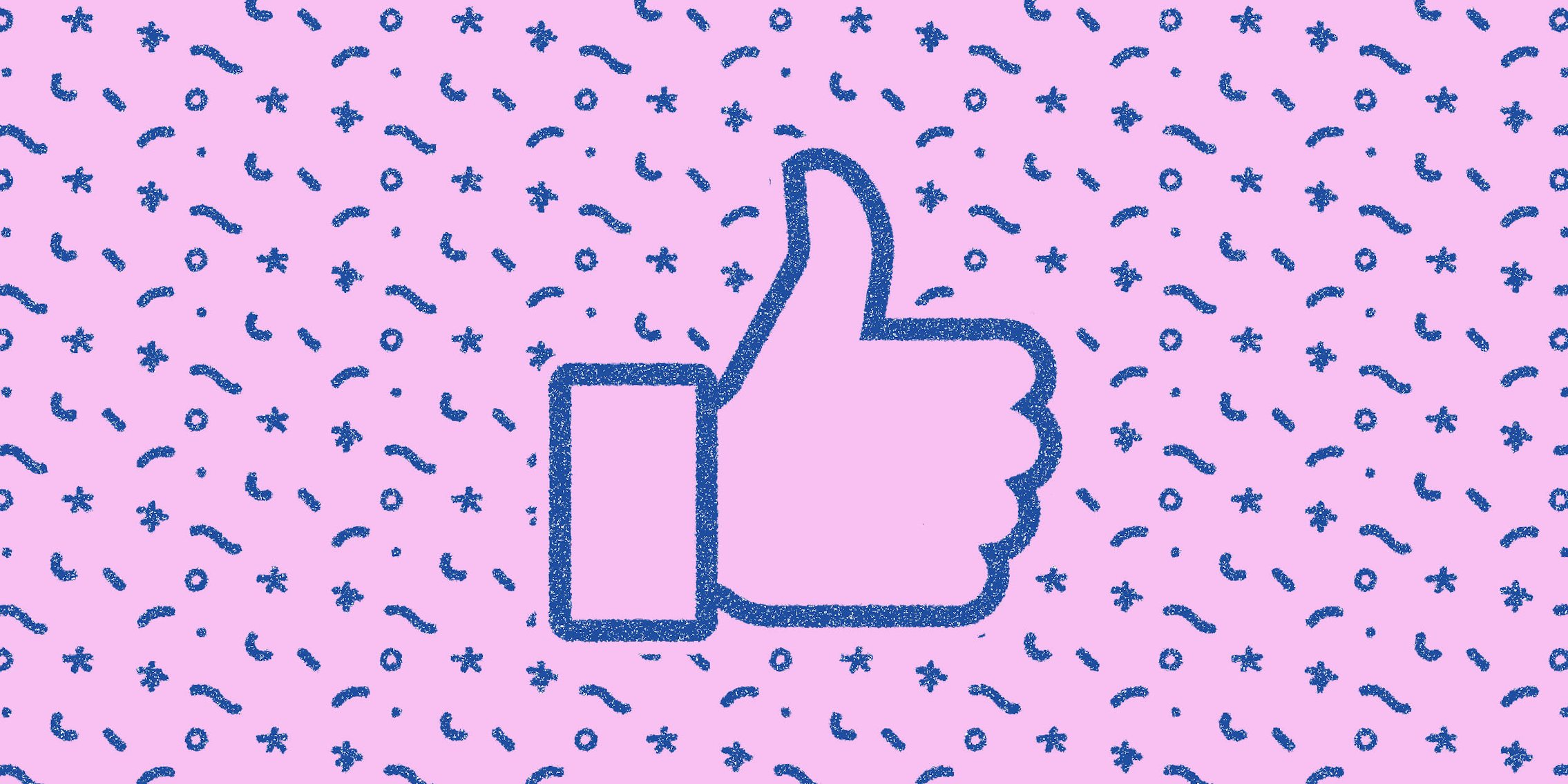 Facebook thumbs up logo surrounded by confetti.