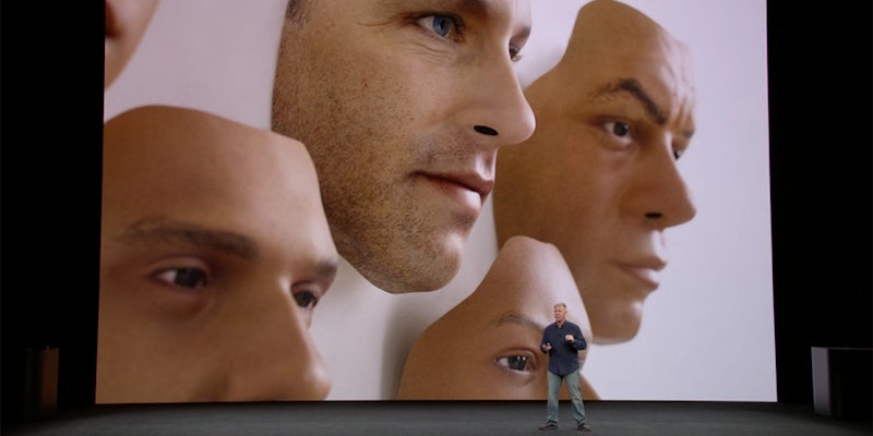 Apple Event wall of faces - faceid memes