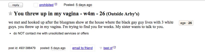 The Craigslist post in question.